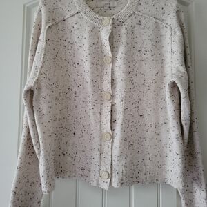 LOFT Women's Speckled Knit Cardigan in Cream Size M